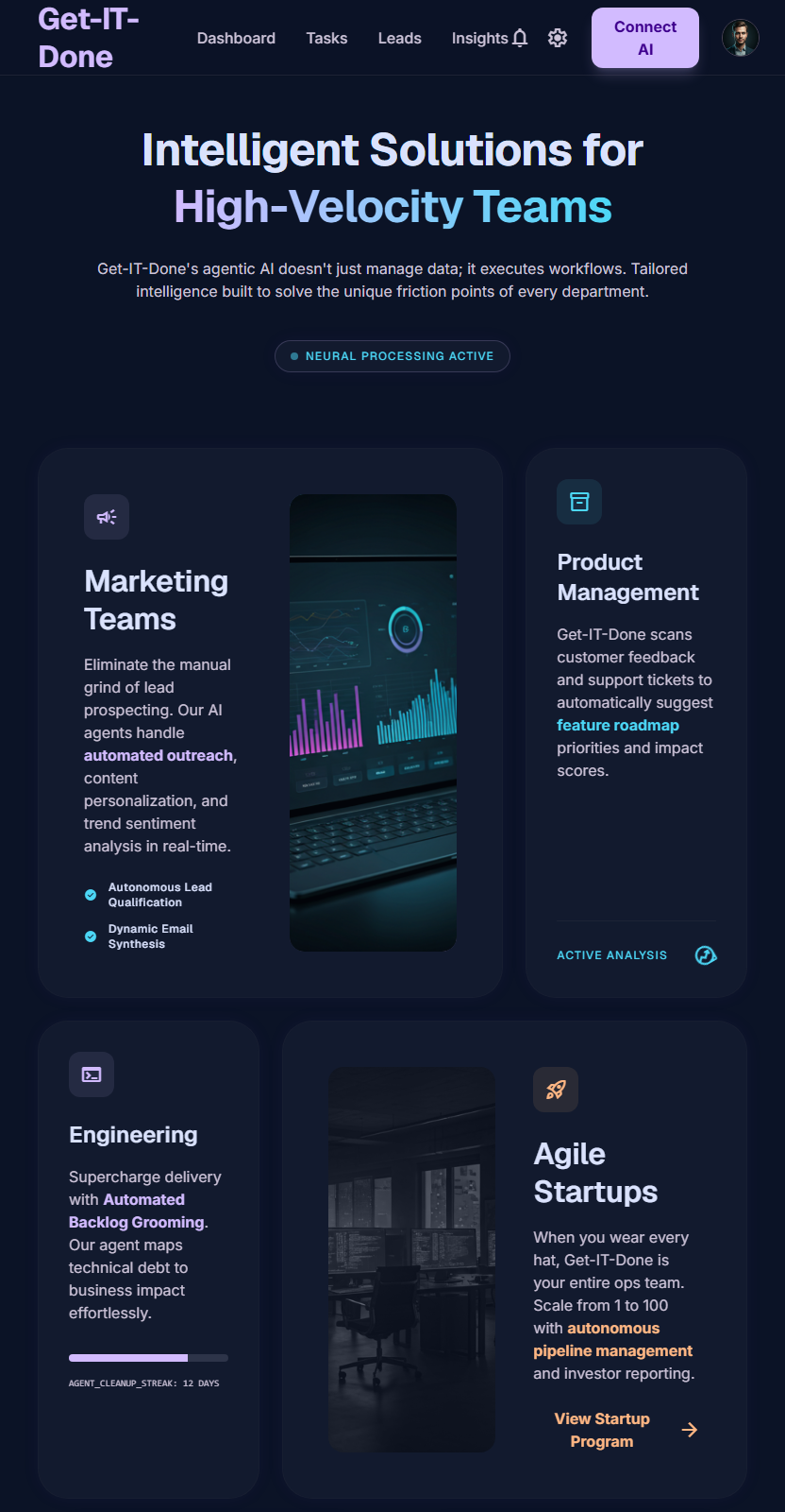 Intelligent Solutions for High-Velocity Teams screen preview